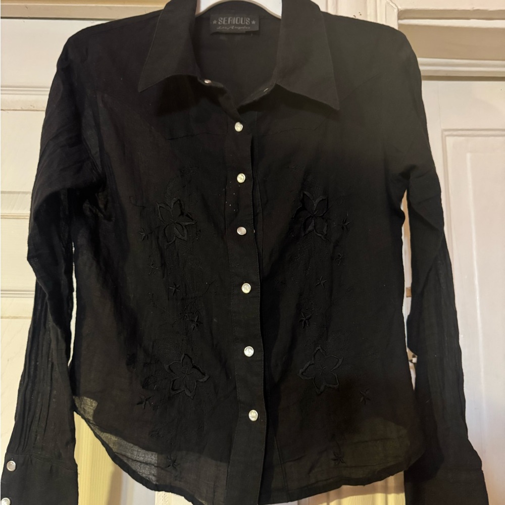Serious Brand LA vintage 90s western button up goth alternative L black